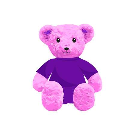 Cute pink bear doll vector illustration on isolated backgroundのイラスト素材