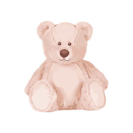 Cute brown bear doll vector illustration on isolated backgroundのイラスト素材