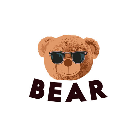 Brown bear doll slogan vector illustration.Funny bear.のイラスト素材