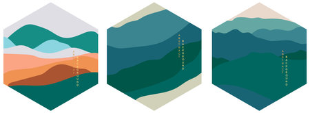 Abstract Landscape Background. Art landscape background with wave pattern vector.のイラスト素材