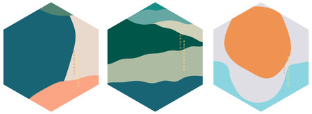 Abstract Landscape Background. Art landscape background with wave pattern vector.のイラスト素材