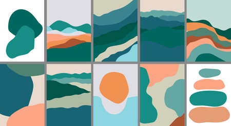 Abstract Landscape Background. Art landscape background with wave pattern vector.のイラスト素材