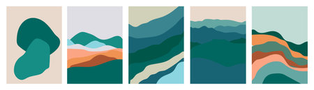 Abstract Landscape Background. Art landscape background with wave pattern vector.のイラスト素材