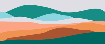 Abstract Landscape Background. Art landscape background with wave pattern vector.のイラスト素材