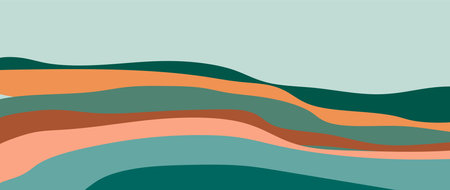 Abstract Landscape Background. Art landscape background with wave pattern vector.のイラスト素材