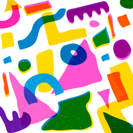 Colorful geometric shape background in trendy riso graph print texture style.のイラスト素材