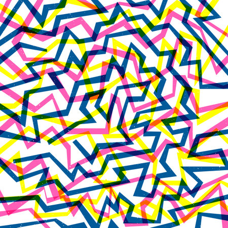 Colorful geometric shape background in trendy riso graph print texture style.のイラスト素材
