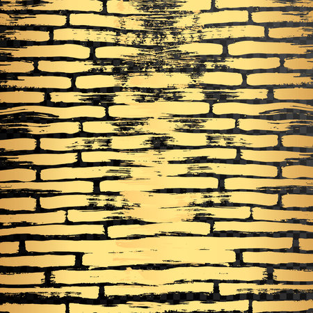 Gold Seamless pattern with hand drawn brush strokes. Wavy and swirled brush strokes vector seamless pattern.のイラスト素材