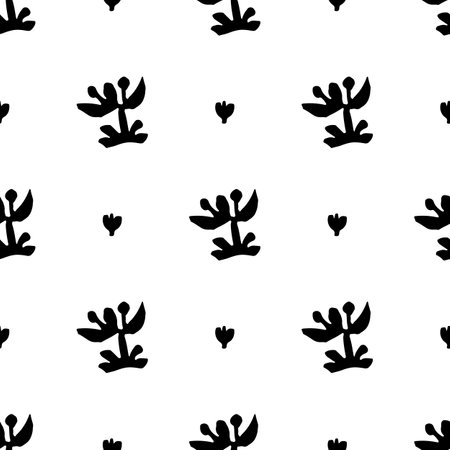 Hand drawn trendy floral seamless pattern illustration.のイラスト素材