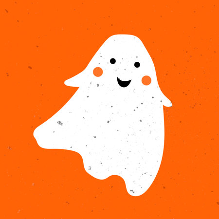Little cute ghost. Cute ghost celebrate Halloween. Cute Ghost Vector Illustrations for Kids on Halloweenのイラスト素材