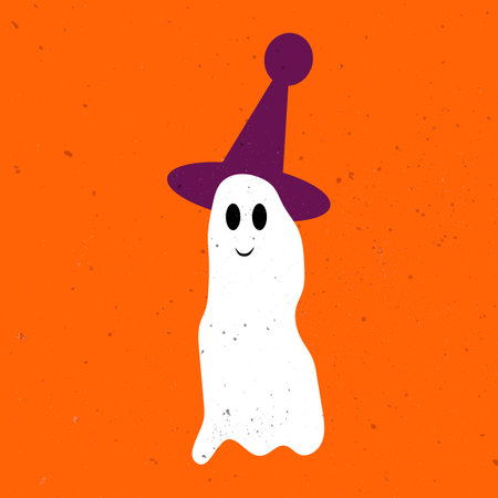 Little cute ghost. Cute ghost celebrate Halloween. Cute Ghost Vector Illustrations for Kids on Halloweenのイラスト素材