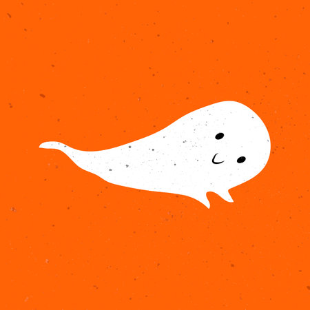 Little cute ghost. Cute ghost celebrate Halloween. Cute Ghost Vector Illustrations for Kids on Halloweenのイラスト素材