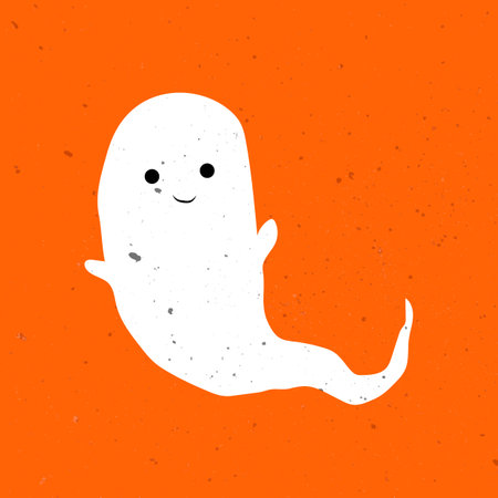 Little cute ghost. Cute ghost celebrate Halloween. Cute Ghost Vector Illustrations for Kids on Halloweenのイラスト素材