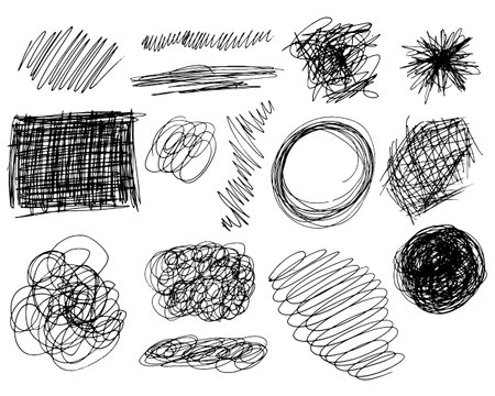 Grunge ink brush strokes elements. Black paint brush, stroke, line, grunge. Dirty textures of banners, boxes, frames and design elements. Black grunge brush stroke ink template collection.のイラスト素材