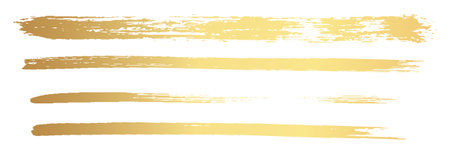 Gold Ink brush strokes. Golden Brush Stroke. Golden paint stains.Vector golden stain. Gold paint and ink brush strokes. Vector gold paint stroke setのイラスト素材