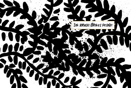 Ink brush strokes background. Grunge Brush strokes Background. Grunge texture Background. Abstract Black and white grunge texture. Vector brush stroke texture. Black ink, paint splatter.のイラスト素材