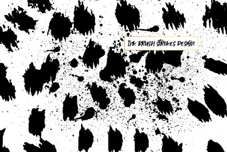 Ink brush strokes background. Grunge Brush strokes Background. Grunge texture Background. Abstract Black and white grunge texture. Vector brush stroke texture. Black ink, paint splatter.のイラスト素材