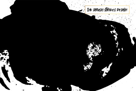 Ink brush strokes background. Grunge Brush strokes Background. Grunge texture Background. Abstract Black and white grunge texture. Vector brush stroke texture. Black ink, paint splatter.のイラスト素材