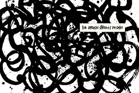 Ink brush strokes background. Grunge Brush strokes Background. Grunge texture Background. Abstract Black and white grunge texture. Vector brush stroke texture. Black ink, paint splatter.のイラスト素材