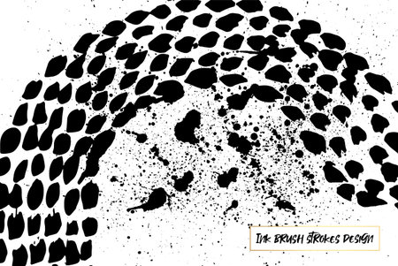 Grunge ink brush strokes elements. Black paint brush, stroke, line, grunge. Dirty textures of banners, boxes, frames and design elements. Black grunge brush stroke ink template collectionのイラスト素材