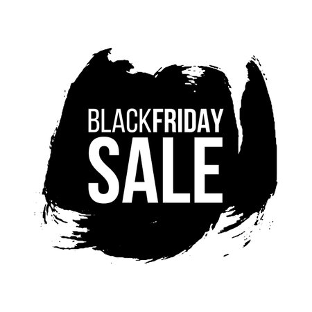 Black friday sale banner layout design. Ink brush stroke with typography on transparent background. Ink brush sale stripes and banners. Sale discount icons. Black friday, big sale. Title text.のイラスト素材