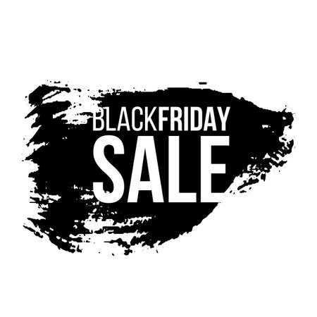 Black friday sale banner layout design. Ink brush stroke with typography on transparent background. Ink brush sale stripes and banners. Sale discount icons. Black friday, big sale. Title text.のイラスト素材