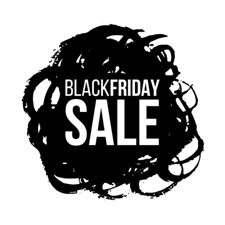 Black friday sale banner layout design. Ink brush stroke with typography on transparent background. Ink brush sale stripes and banners. Sale discount icons. Black friday, big sale. Title text.のイラスト素材