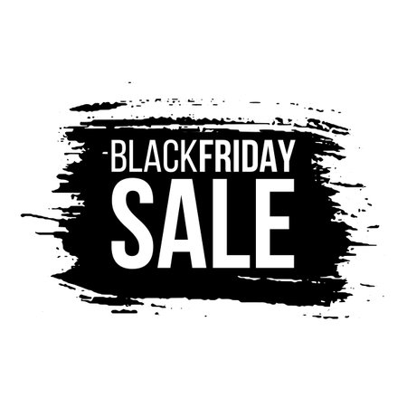 Black friday sale banner layout design. Ink brush stroke with typography on transparent background. Ink brush sale stripes and banners. Sale discount icons. Black friday, big sale. Title text.のイラスト素材