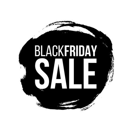Black friday sale banner layout design. Ink brush stroke with typography on transparent background. Ink brush sale stripes and banners. Sale discount icons. Black friday, big sale. Title text.のイラスト素材