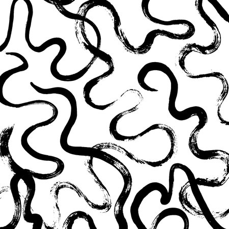 Abstract ink brush stroke background. Modern artistic texture created with expressive black brush strokes on white background. Minimalist vector illustration perfect for posters, branding, packagingのイラスト素材