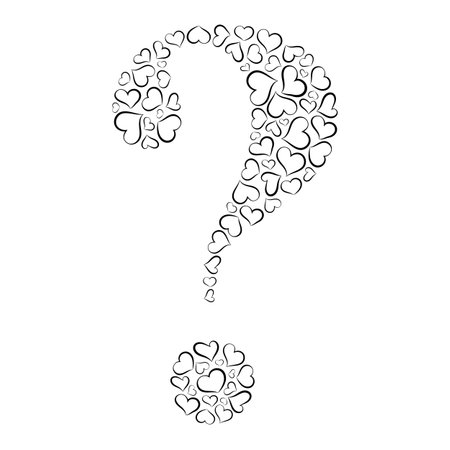 Question mark made from hearts. Vector illustration for design or coloring.のイラスト素材