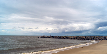 Clouds on the horizon over the Indian Ocean in Mozambique Africaの写真素材
