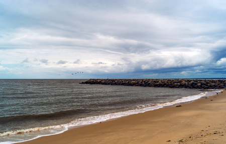Clouds on the horizon over the Indian Ocean in Mozambique Africaの写真素材