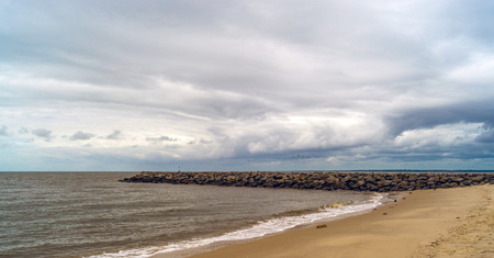 Clouds on the horizon over the Indian Ocean in Mozambique Africaの写真素材