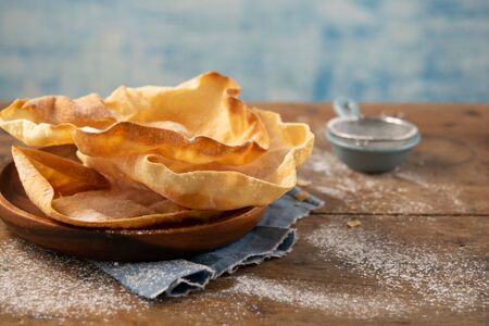 Papadum or papad traditional indian food, vegetarian bread from lentils or beans. Food popular in Nepalese, Pakistani, Sri Lankan, Indian and Bangladeshi cuisines. Space for text.の写真素材