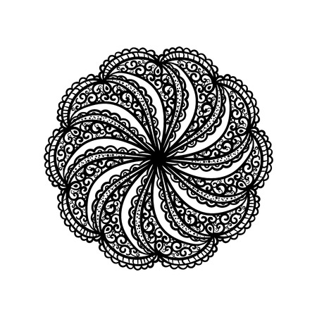 Mandala Indian henna tattoo hand drawn ornament vector illustration.のイラスト素材