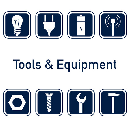 Collection of icons. Tools and equipment, metalware elements for web or logo Vector illustration.のイラスト素材