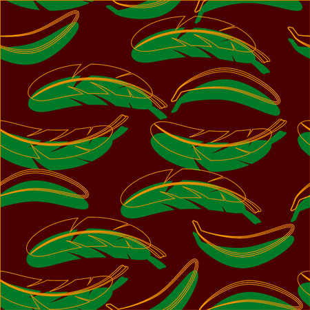 Seamless background with banana and banana palm leavesのイラスト素材