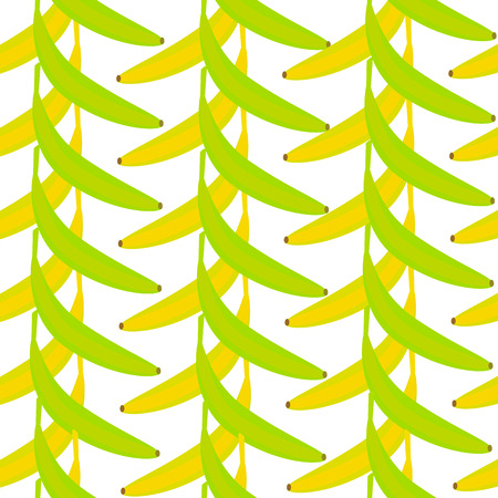 Seamless background with bananas. Hanging bananas in yellow and green.のイラスト素材