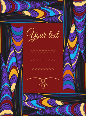 Decorative frame with complex large ornament of threads and knots. Can be used for design of an invitation, postcard, poster, flyer, interiors.のイラスト素材