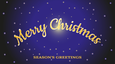 Christmas and New Year banner with snow flakes and text- Merry Christmas in snow on dark blue background. Vector illustration.のイラスト素材