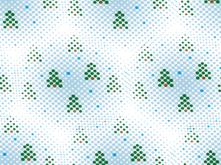 Pattern from the dotted lines of snow-covered winter forest. Stylization of cross stitch. Vector illustration can be used for design of holiday cards, packing paper, posters.のイラスト素材