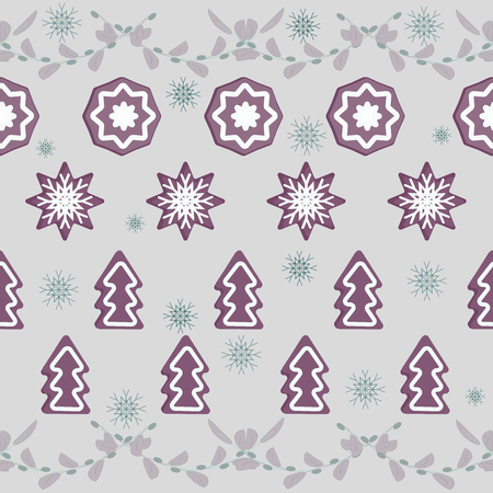 Horizontal bright background with Christmas decorations from dried oranges, gingerbread and cookies. For season greeting cards, posters, advertisement, wrapping paper.のイラスト素材