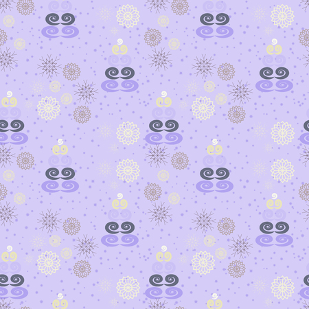 Seamless background with symbols Merry Christmas and Happy New Year. Vector drawing in pastel colors for design of packaging, postcard, textile, poster.のイラスト素材