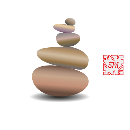 Zen stone balance, realistic image. 3D image of stones. Vector illustration for spa salons, yoga studios, relaxation studios.のイラスト素材