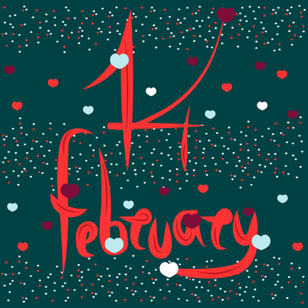 Artistic signature on February 14, day of St. Valentine. Romantic elements are used - heart. Vector illustration for cards, posters, greetings.のイラスト素材