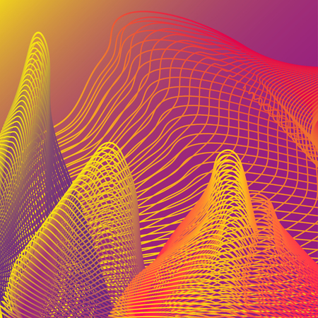 Vector abstract pattern with glowing neon lines on futuristic background. Fashionable modern design for music parties, posters, advertisements.のイラスト素材