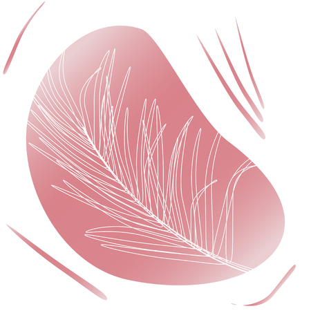 Exotic tropical palm leaf against background of liquid color forms. Abstract composition for design of backgrounds. Vector illustration in fashionable soft color tones.のイラスト素材