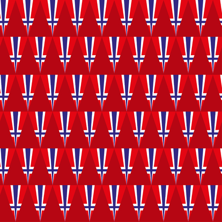 Seamless background with national flag of Norway. Patriotic background to Independence Day of Norway. Template for design of geographical, tourist, sports pages. Vector pattern for festive design.のイラスト素材