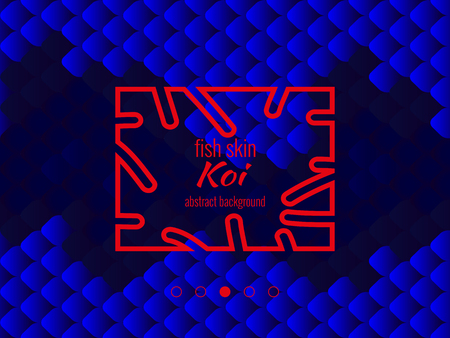 National oriental pattern, multicolored fish skin of carp Koi. Seamless pattern Koi carp in dark blue, bright ultramarine and red color. Vector textured illustration.のイラスト素材